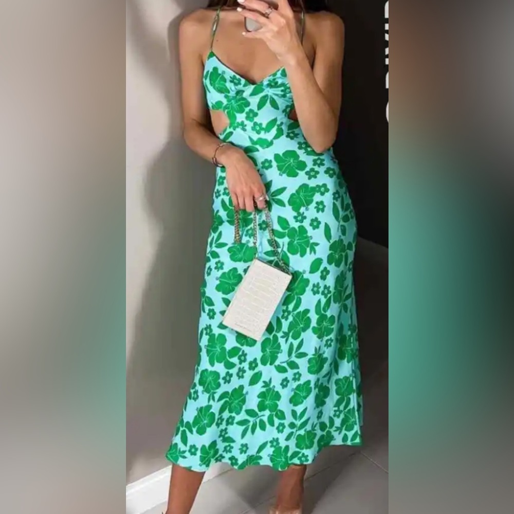 Zara Tropical floral mint green